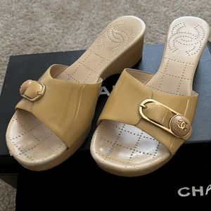 Chanel beige mules